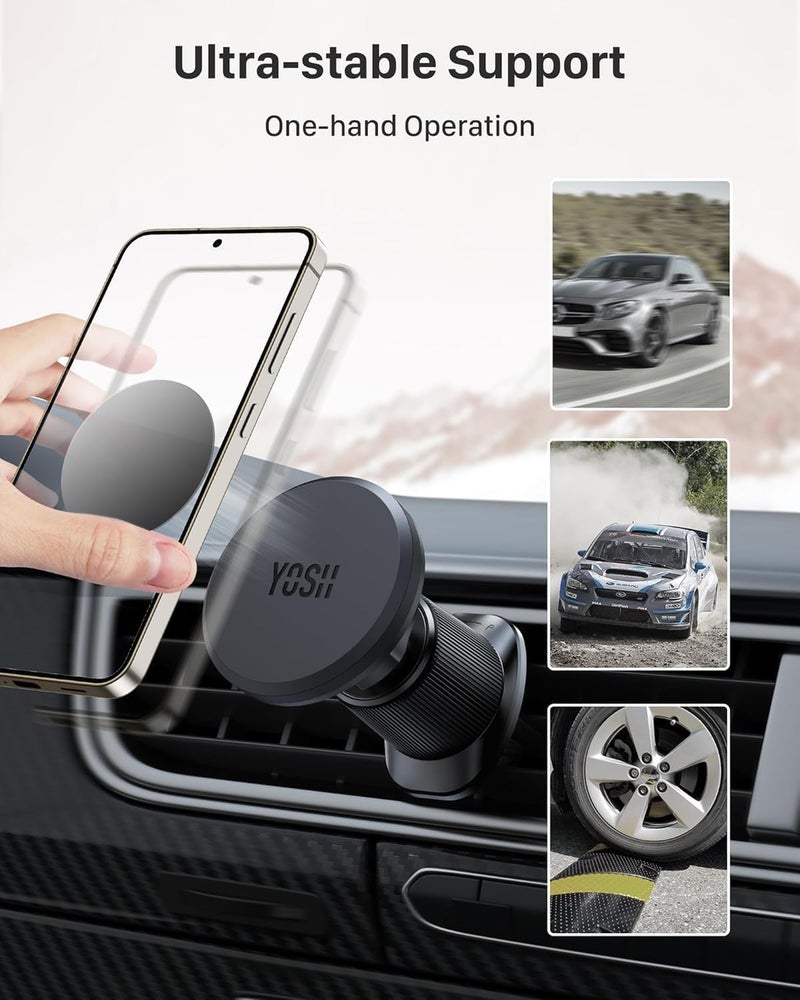 YOSH 2023 Magnetic Car Phone Holder Air Vent, Upgraded Car Phone Mount Magnet Phone Holder for Cars, Phone Mount with Double-Lock Clips Car Holder for iPhone Sam-sung Huawei etc. - Image 5
