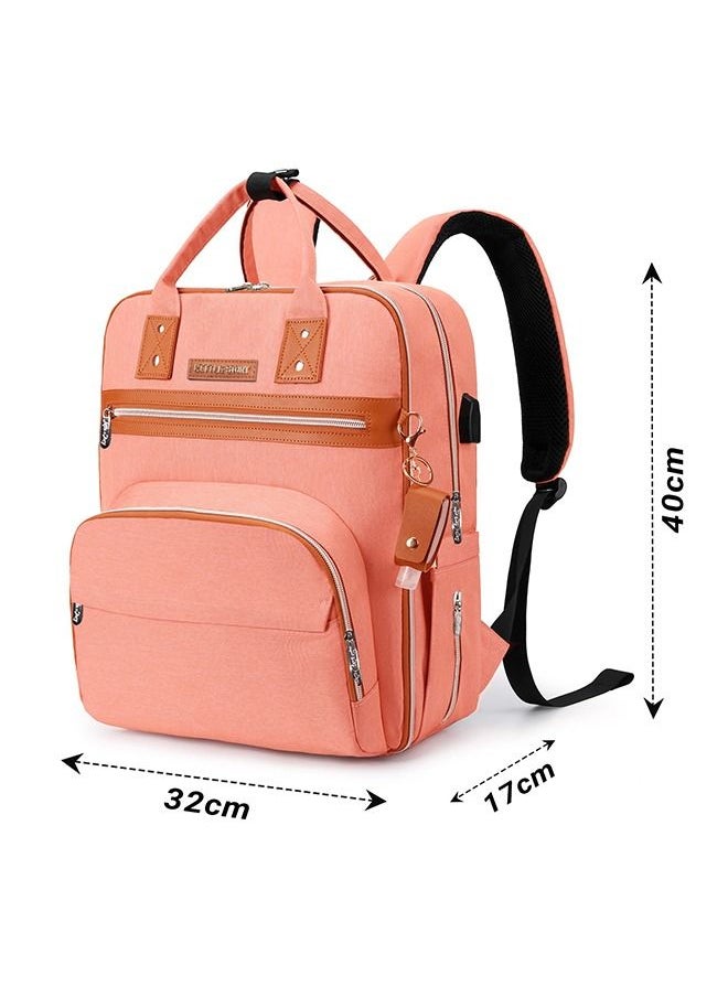 Little Story - 2In1 Diaper Bag With Sanitizer Bottle Keychain And Stroller Hooks - Pink - Image 1