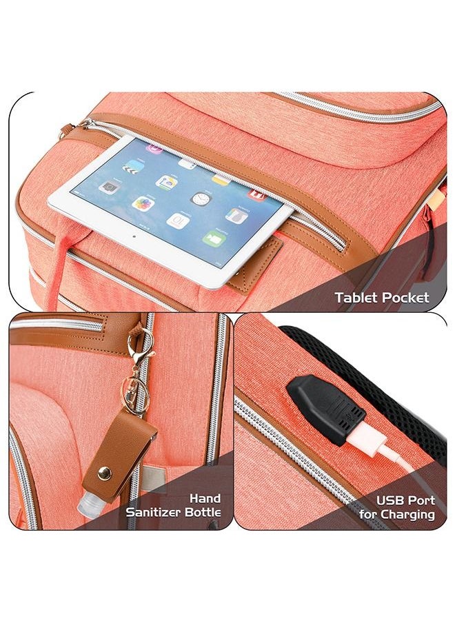 Little Story - 2In1 Diaper Bag With Sanitizer Bottle Keychain And Stroller Hooks - Pink - Image 1