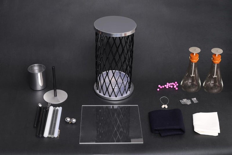 EISCO 15 Piece Electrostatic Demonstration Kit - Includes Electroscopes, Faraday Cage, Ice Pail, Electrophorus, Friction Rods & More - for Lightning Rod Demonstrations - Image 2