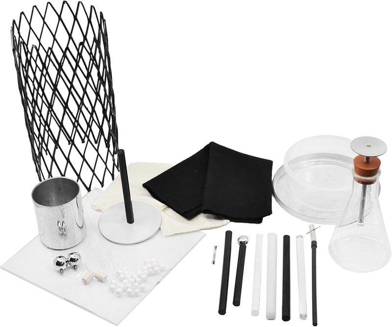 EISCO 15 Piece Electrostatic Demonstration Kit - Includes Electroscopes, Faraday Cage, Ice Pail, Electrophorus, Friction Rods & More - for Lightning Rod Demonstrations - Image 1