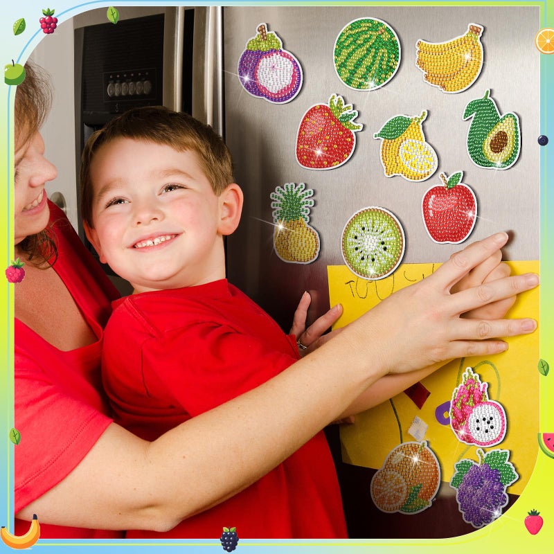 Motipuns 30 Pcs Diamond Art Painting Magnets Fruit Fridge Magnetic Diamond Art Painting Kits Fridge Sticker Magnet DIY Craft for Adult Beginner Toy Xmas Home Office Decors - Image 2