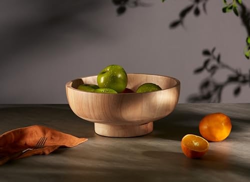 IVE Design Wood Fruit Bowl for Kitchen Counter, 12-inch Diameter Large Wooden Fruit Bowl, Natural Wood - Image 5