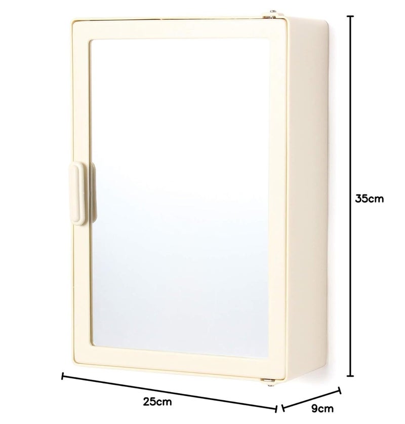 Generic Noble Single Door Premium Plastic Bathroom Cabinet with Mirror in Glossy Finish Ivory 10 x 4 x 14 inch  - Image 2