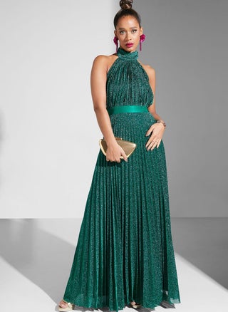 Halter Neck Plisse Dress