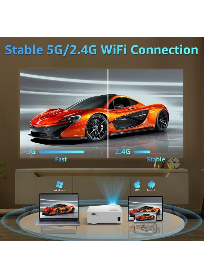 pericat 5G WiFi Bluetooth Projector, Native 1080P Outdoor Movie Projector with 350" Display, 18000L 600 ANSI Home Theater Video Projector 4K Supported, LED Video Projector Compatible with TV Stick, Phone/PC - Image 1