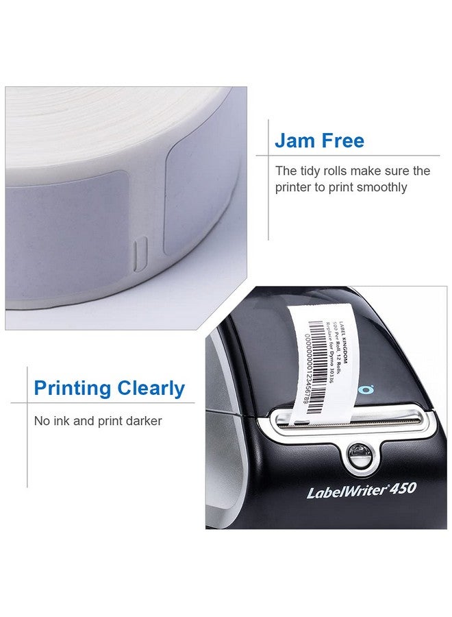 Label KINGDOM 12 Rolls Compatible Dymo Labels 1" X 2-1/8" Multipurpose Labels Replacement For Dymo 30336 Barcode Labels For Dymo Label Writer 450, 450 Turbo, Dymo 4Xl Desktop Printers - Image 4