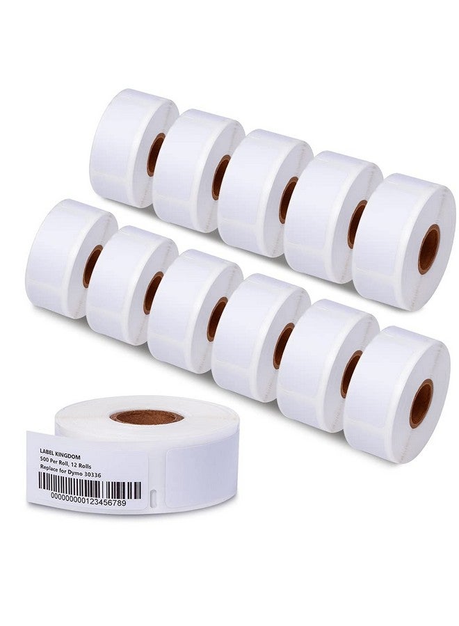 Label KINGDOM 12 Rolls Compatible Dymo Labels 1" X 2-1/8" Multipurpose Labels Replacement For Dymo 30336 Barcode Labels For Dymo Label Writer 450, 450 Turbo, Dymo 4Xl Desktop Printers - Image 1