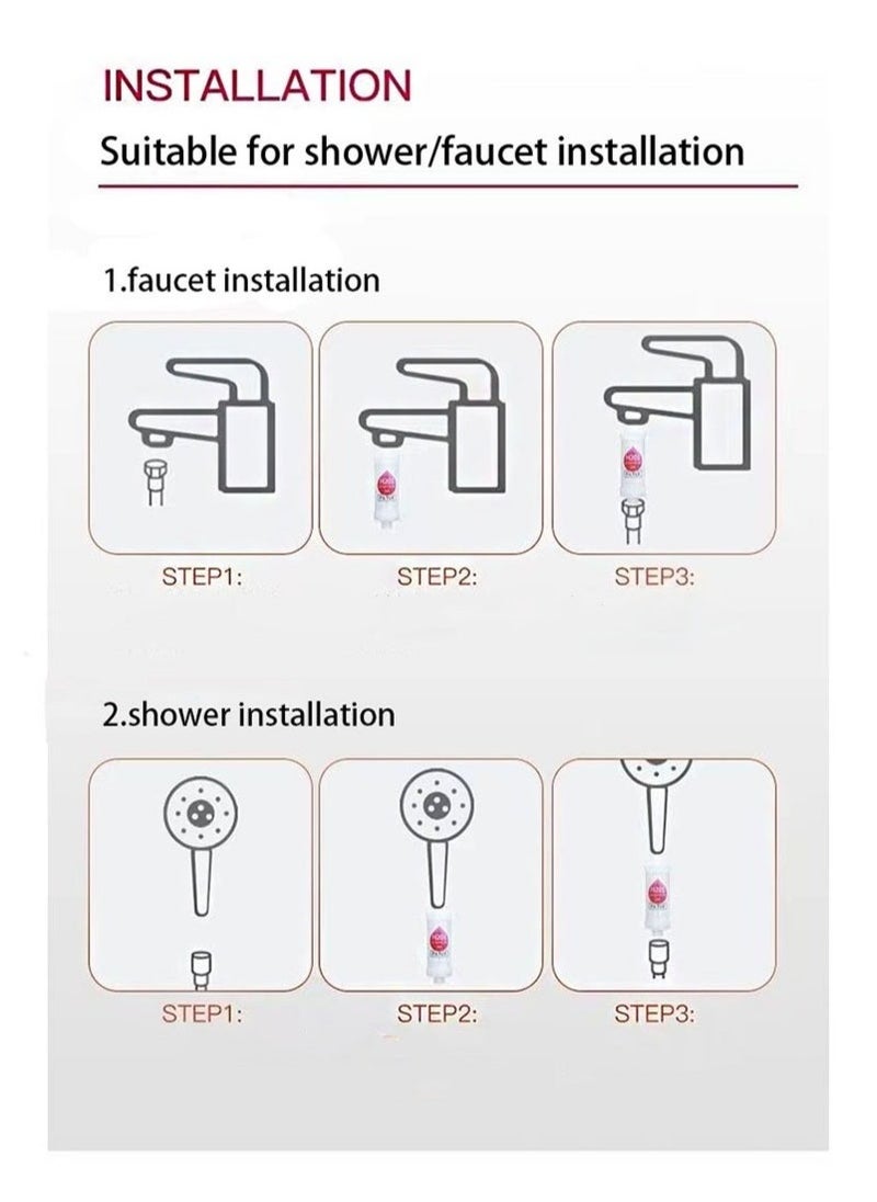 HaLunhi 2 Pieces Vitamin C Shower Filter, Shower Head Filter for Removing Chlorine Fluoride Deposits, Water Purification with Beads, Helps with Dry Skin and Hair Loss, Easy to Install (Lavender + Pine Forest)  - Image 5