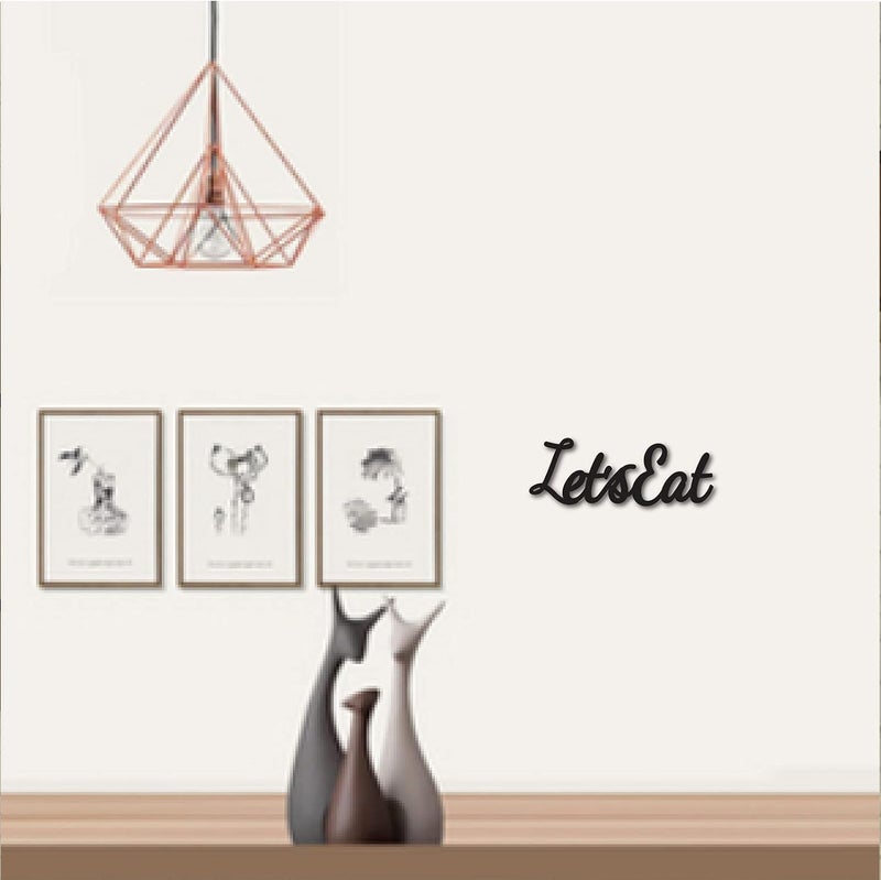 CREATCABIN Let's Eat Wall Decor Wood Sign Black Script Word Cutout Laser Cut Unfinished Hanging Letters Decorative DIY Wall Art for Kitchen Home Dining Room Cafe Restaurant Decoration 11.8 x 4.72 Inch - Image 5