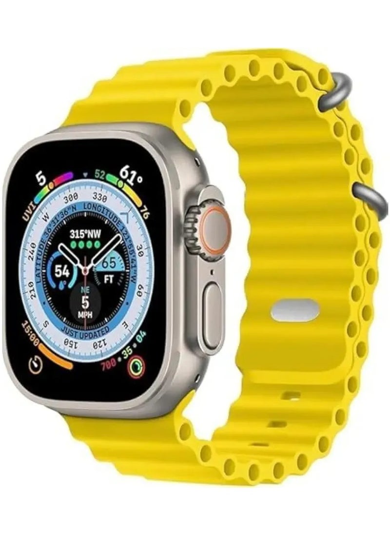 Generic - Vibrant Ocean Band Silicone Strap Set (4-Pack) Watch Series 9/8/7/6/5/4/3/2/1/SE – Red, Yellow, Black, Green - Image 1