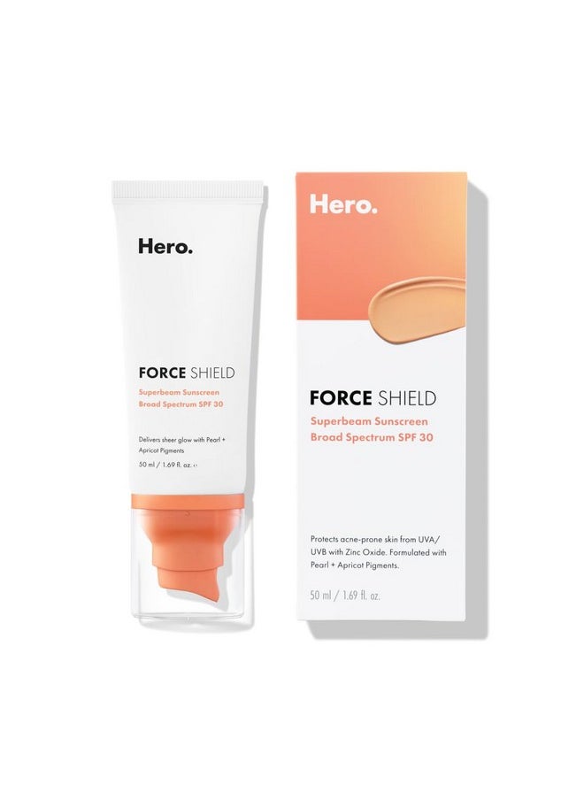 Hero Cosmetics Force Shield Superbeam Sunscreen From Hero Cosmetics Broad Spectrum Everyday Mineral Spf 30 With Apricot Pigments No Added Fragrance No Sulfates No Parabens (50 Ml)  - Image 1
