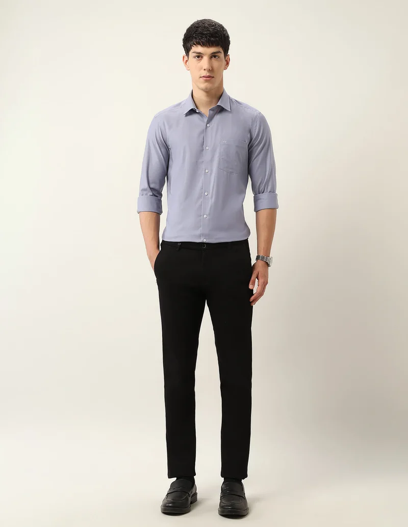 Arrow Light Grey Self Design Chevron Auto Press Shirt for Men | Best Price UAE
