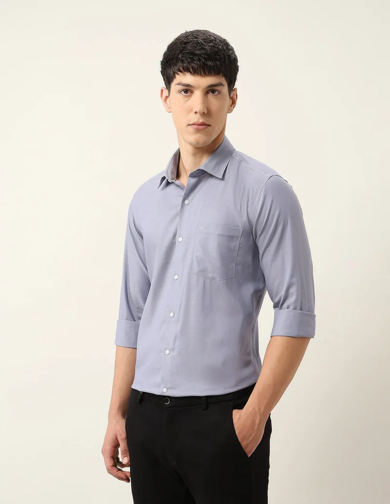 Arrow Light Grey Self Design Chevron Auto Press Shirt for Men | Best Price UAE