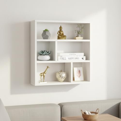 FURNEASER Enaya Multipurpose Wall Display Shelf for Living Room Hanging Corner Rack Floating Bookshelf & Shelf Organizer Stand (White) - Image 2