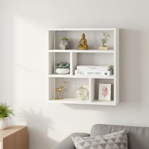 FURNEASER Enaya Multipurpose Wall Display Shelf for Living Room Hanging Corner Rack Floating Bookshelf & Shelf Organizer Stand (White) - Image 3