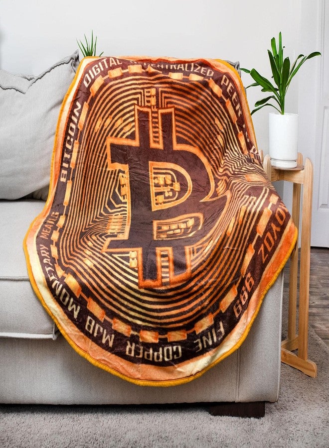 Toynk Bitcoin Cryptocurrency Round Fleece Throw Blanket | Plush Soft Polyester Cover for Sofa and Bed, Cozy Home Decor Room Essentials | Funny Money Prop Gifts for Teens, Kids | 60 Inches - Image 3