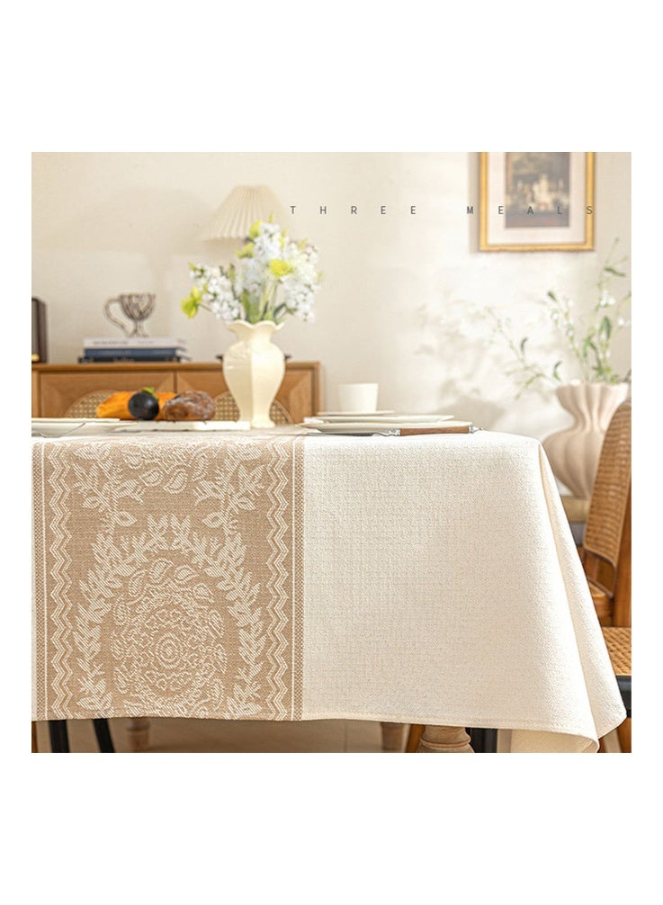 أفهوغو مفرش طاولة مطرز بنقشة زهور نورديك - مصنوع من القطن والكتان، مقاوم للماء والزيت، مستطيل الشكل، أنيق وعصري، مناسب للمطبخ، وغرفة الطعام، وطاولة القهوة، ومفرش طاولة طعام مزخرف، مقاس 140*200 سم (بيج) - Image 4