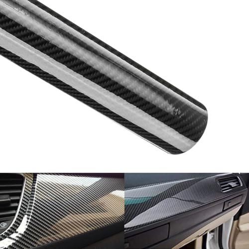 STHIRA® Gloss Carbon Fiber Car Wrap Film Premium Auto Vinyl Wrap Sticker, Uv Resistant, Easy Peel & Stick Vinyl Sticker Cut-to-Fit for Car, Bike, Interior & Exterior, Durable Wrap Sticker (30x152 cm) - Image 1