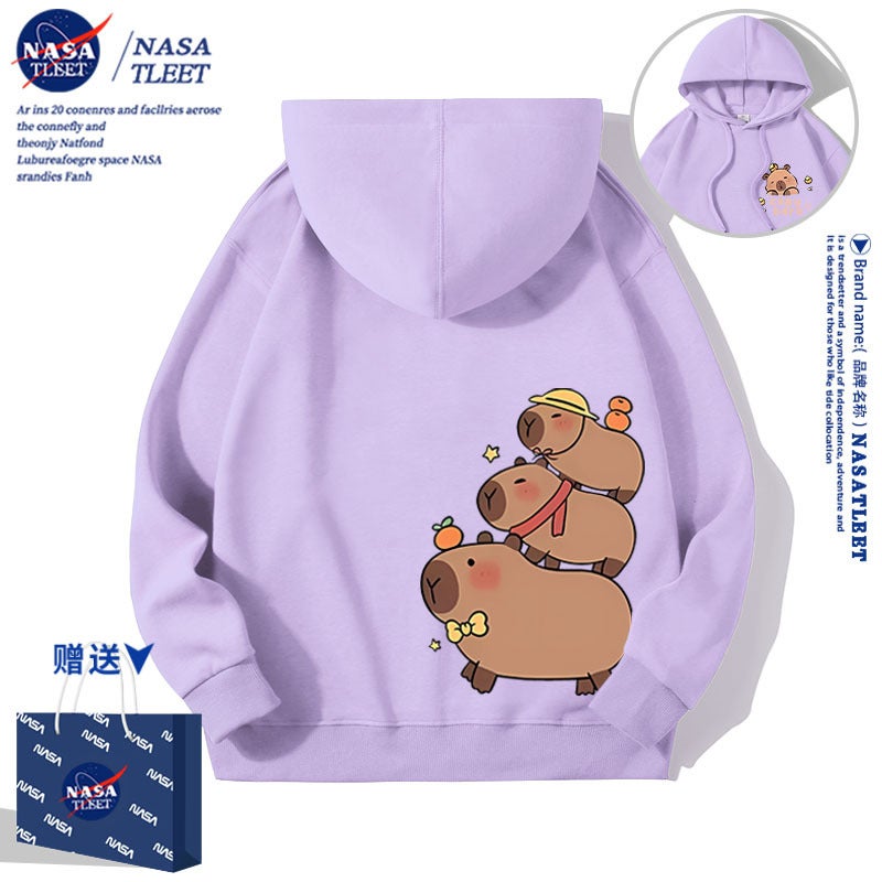 Nasa Co-Brand New Cartoon Cute Kappibala Casual Top All-Match Hooded Pullover Sweatshirt Trendy - Image 5