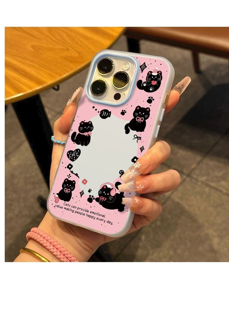 NIBEMINENT Cute Hollow Black Cat Protective TPU Case Cover For iPhone 14 Pro Max, Blue