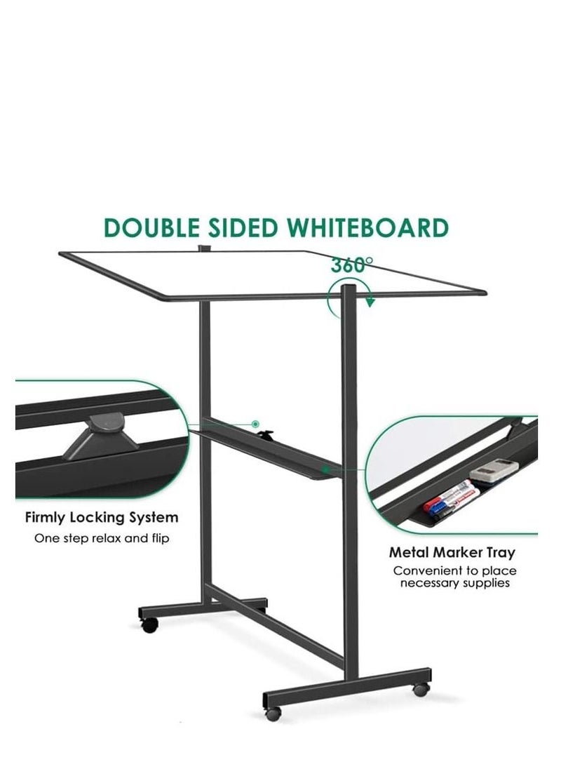 Cool Baby - Large Size Rolling Whiteboard 90 * 120cm  Magnetic Whiteboard with Base  Double Sided Adjustable Height Dry Wipe Board  Mobile with Easel  Suitable for Home Offices and Schools - Image 1