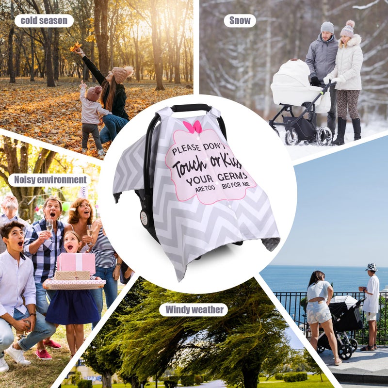 Metplus غطاء مقعد السيارة للأطفال Metplus 2 في 1، مظلة مقعد السيارة للأطفال، غطاء رضاعة للأمهات، أغطية حاملة للأطفال من مينيكي، هدية استحمام للمولود الجديد ولد أو بنت، فتحة بيكابو وعلامة عدم اللمس، خطوط رمادية - Image 5