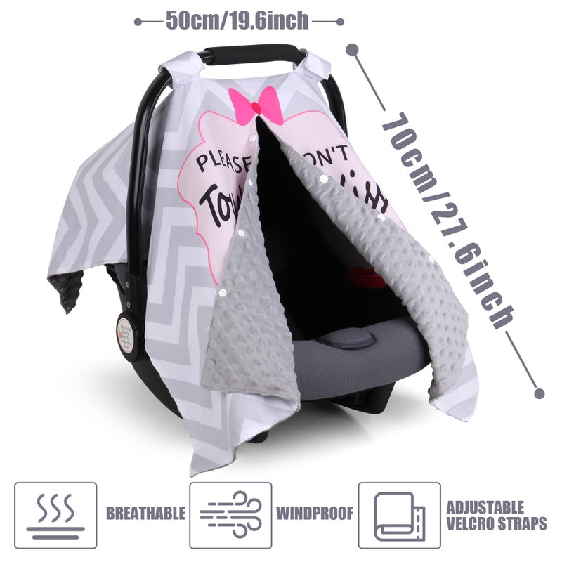Metplus غطاء مقعد السيارة للأطفال Metplus 2 في 1، مظلة مقعد السيارة للأطفال، غطاء رضاعة للأمهات، أغطية حاملة للأطفال من مينيكي، هدية استحمام للمولود الجديد ولد أو بنت، فتحة بيكابو وعلامة عدم اللمس، خطوط رمادية - Image 3