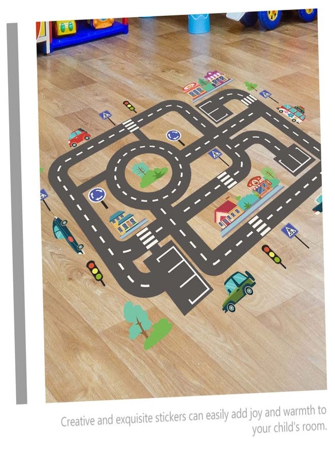Hoement Kids Room Wall Stickers Traffic Light and Car Track Decals Peel and Stick Vinyl Wall Decor for Playroom and Kindergarten 35.43X11.81 Inches - Image 4