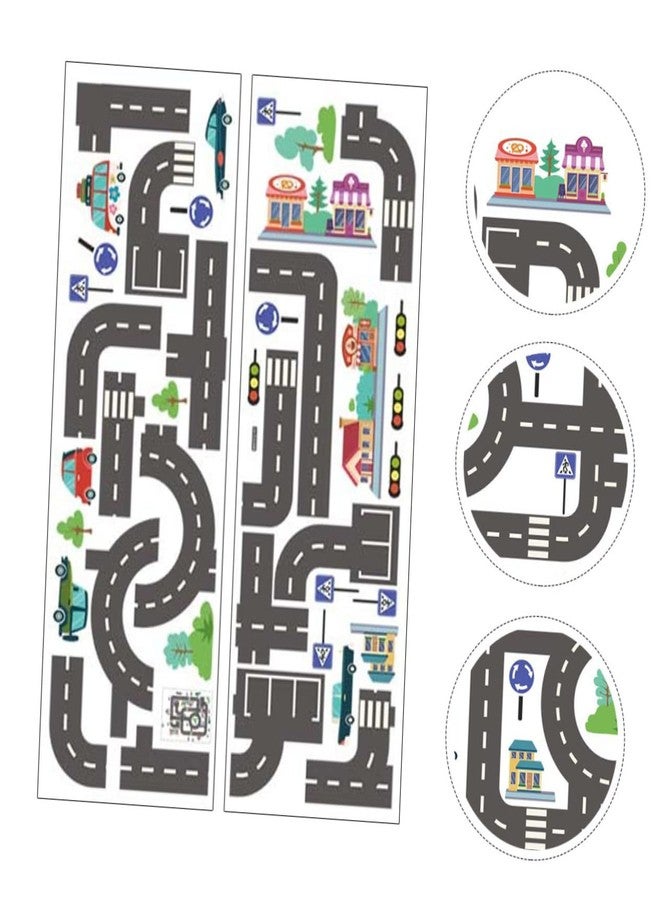 Hoement Kids Room Wall Stickers Traffic Light and Car Track Decals Peel and Stick Vinyl Wall Decor for Playroom and Kindergarten 35.43X11.81 Inches - Image 2