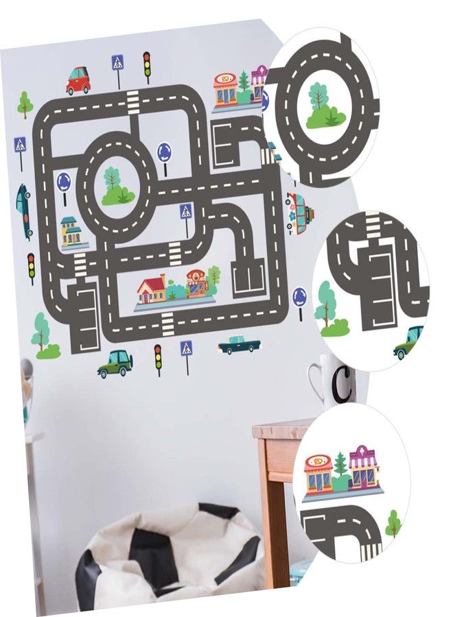 Hoement Kids Room Wall Stickers Traffic Light and Car Track Decals Peel and Stick Vinyl Wall Decor for Playroom and Kindergarten 35.43X11.81 Inches - Image 5