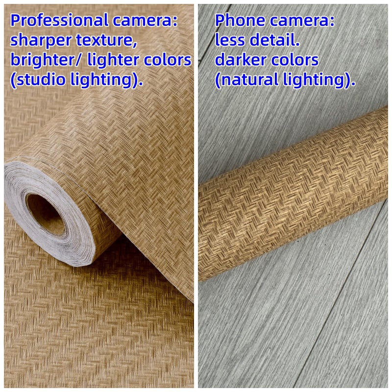 Haimin Fabric Wallpaper Textured Contact Paper (24in X 393in) Grasscloth Peel and Stick Faux Linen Wall Paper Self Adhesive Vinyl Wallpaper (Tan) - Image 4