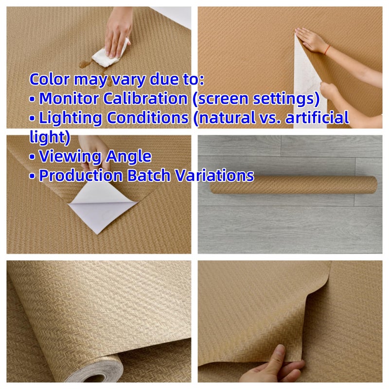 Haimin Fabric Wallpaper Textured Contact Paper (24in X 393in) Grasscloth Peel and Stick Faux Linen Wall Paper Self Adhesive Vinyl Wallpaper (Tan) - Image 2