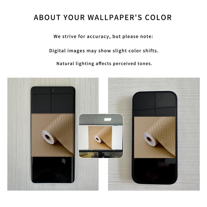 Haimin Fabric Wallpaper Textured Contact Paper (24in X 393in) Grasscloth Peel and Stick Faux Linen Wall Paper Self Adhesive Vinyl Wallpaper (Tan) - Image 3