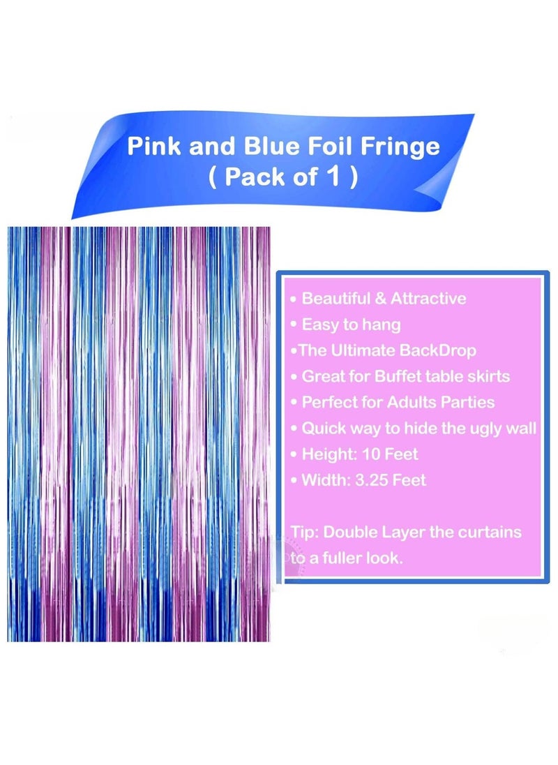 KATCHON Pink and Blue Fringe Curtain - 3.2 x 8 Feet Pack of 1 | Pink and Blue Foil Fringe Streamers for Gender Reveal Party Decorations  - Image 3