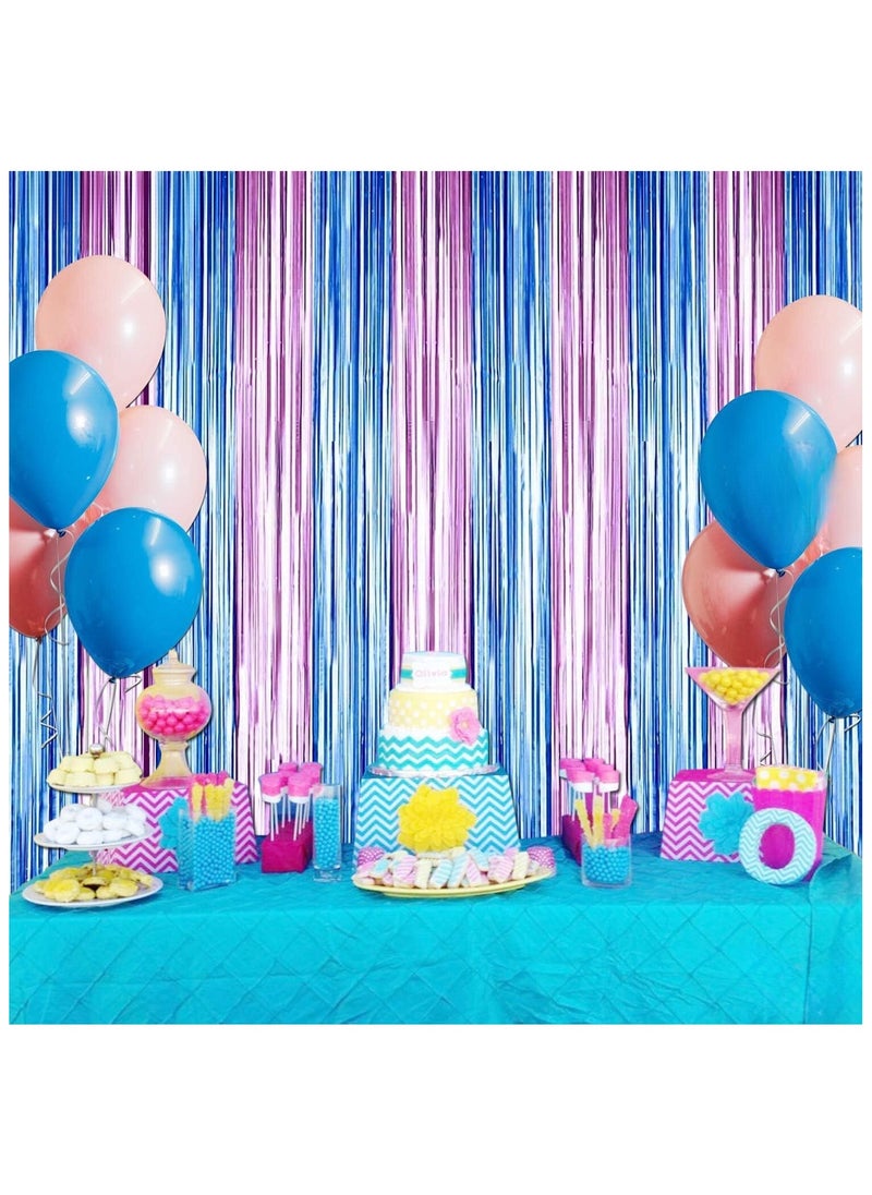 KATCHON Pink and Blue Fringe Curtain - 3.2 x 8 Feet Pack of 1 | Pink and Blue Foil Fringe Streamers for Gender Reveal Party Decorations  - Image 2