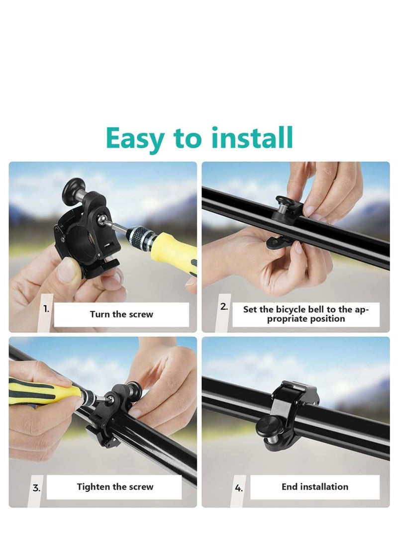 SYOSI Black Bicycle Bell, Innovative Aluminium Mini Bell Bicycle Handlebar Bell 100 dB Bell, Crisp and Loud Sound, New Upgraded Bicycle Mountain Bike Horn, for 22-24mm (0.86-0.94inch) Handlebar  - Image 2