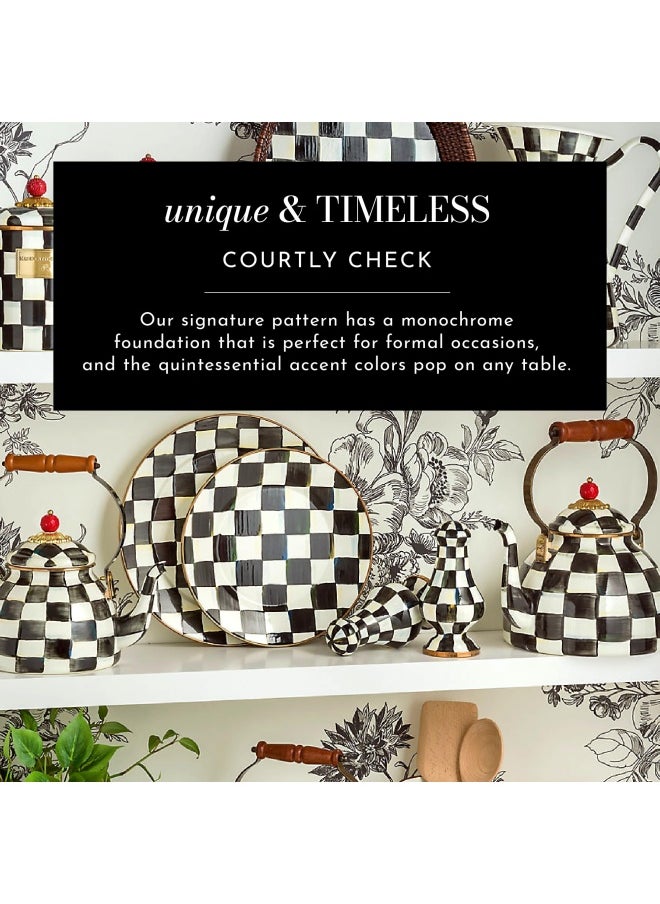 Generic - Mackenzie-Childs  Enamel Spoon Rest Kitchen Utensil Rest And Spoon Holder Kitchen Decor Black-And-White Courtly Check - Image 1