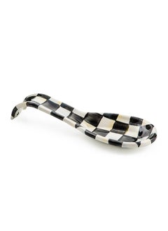 Mackenzie-Childs  Enamel Spoon Rest Kitchen Utensil Rest And Spoon Holder Kitchen Decor Black-And-White Courtly Check