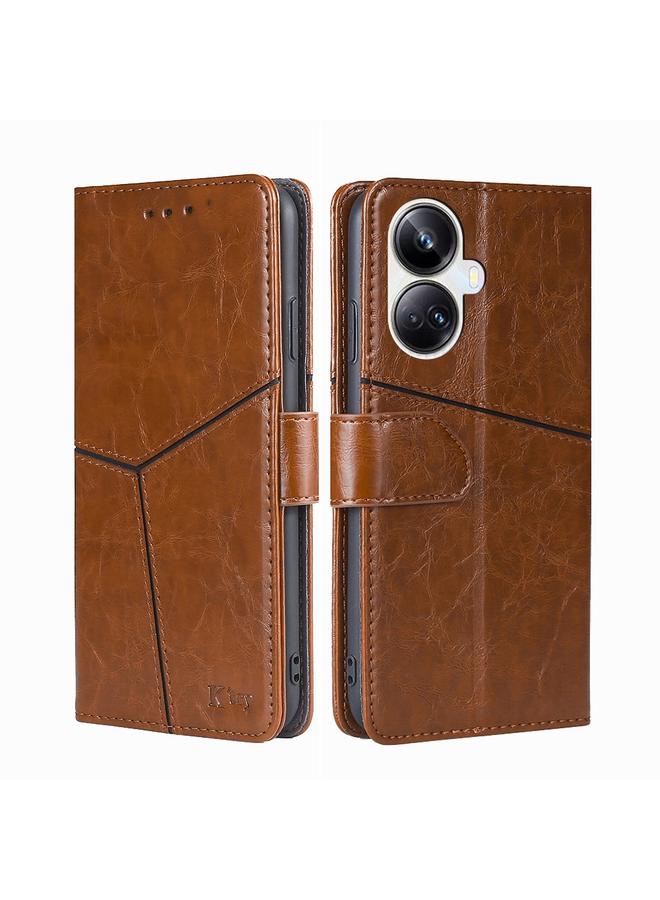 erorex Case For Realme 10 Pro+ 5G Geometric Stitching Horizontal Flip Leather Phone Case - Image 1