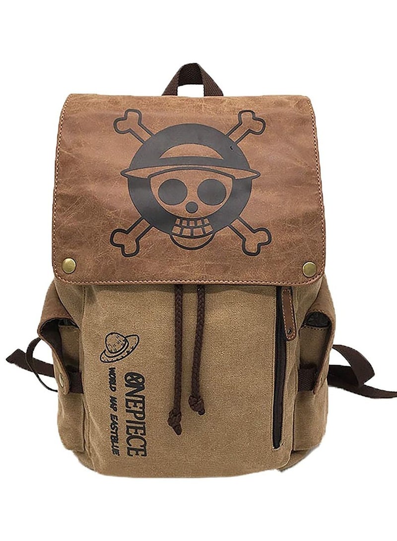 One Piece Backpack Outdoor Travel Bag Laptops Backpack  Casual Canvas Anime Printed Flap Backpack - Image 1