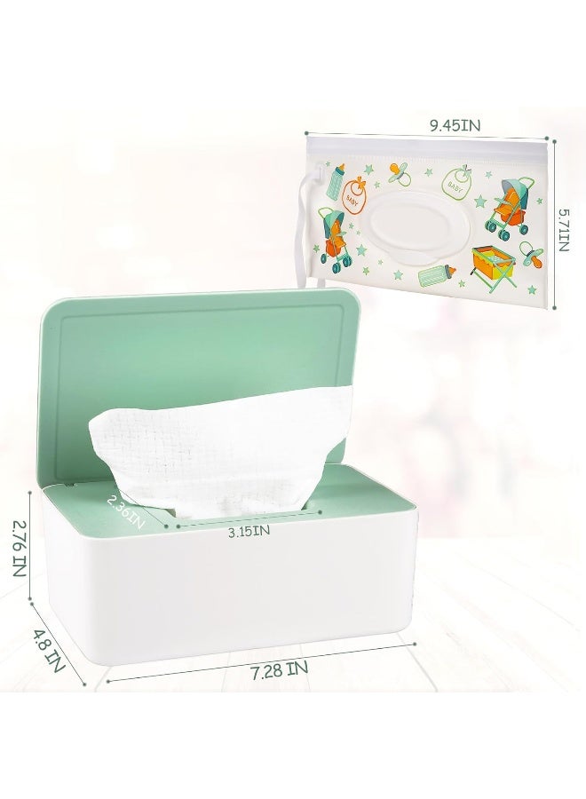 Whiidoom Diaper Wipes Dispenser Wipes Holder, Wipes Tissue Case Keeps Wipes Fresh Tissue Wipes Container with Lid (Green) - Image 2