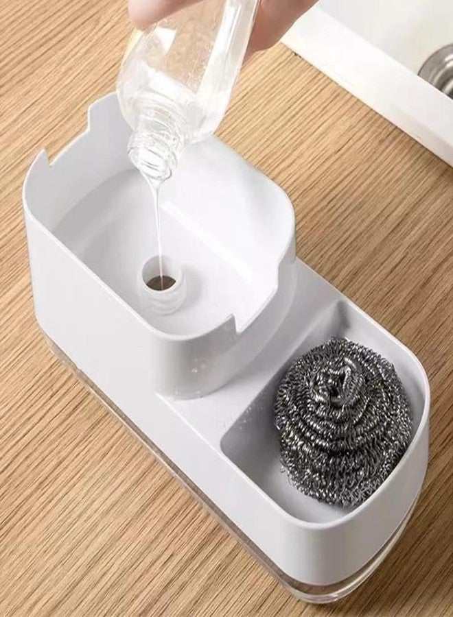 BLISSBORN 3 in 1 Liquid Soap Dispenser with Sponge Holder Kitchen Cleaning Storage Holder Dish Washing Cleaner Durable & Smooth Body, Rust Proof Sink Dish Washing Soap Dispenser (Pack of 1) - Image 5