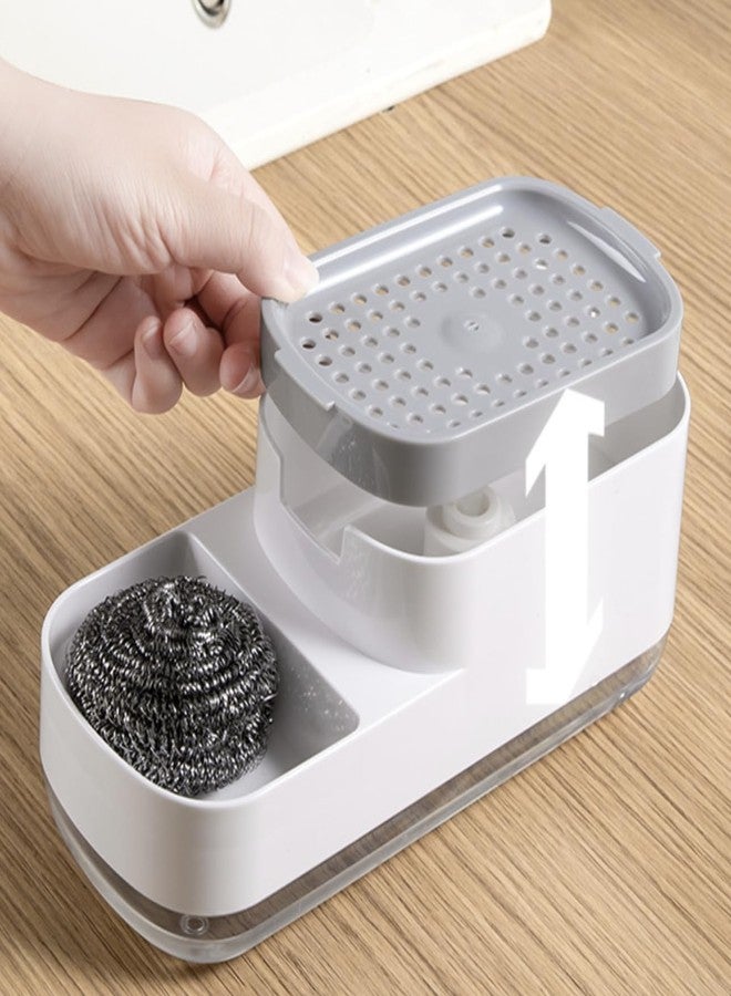 BLISSBORN 3 in 1 Liquid Soap Dispenser with Sponge Holder Kitchen Cleaning Storage Holder Dish Washing Cleaner Durable & Smooth Body, Rust Proof Sink Dish Washing Soap Dispenser (Pack of 1) - Image 4