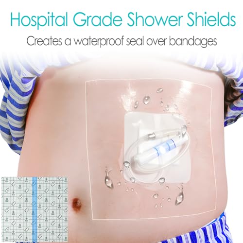 DiaBelt Waterproof Dialysis Catheter Shower Cover Large Coverage Shields for Peritoneal Dialysis Port Accessories PD Chest Catheter Central PICC Line Feeding Tube 10"x12"(Pack of 25) - Image 4