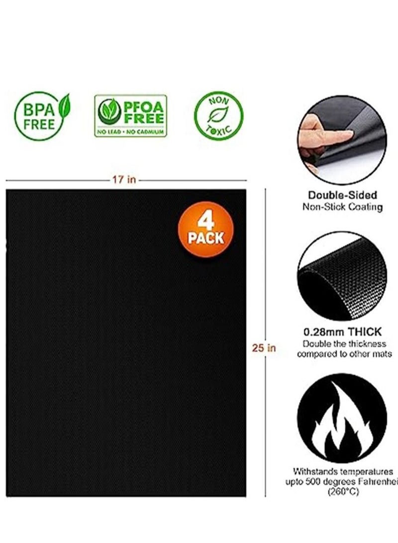 Oven Liners for Bottom of Electric Gas Oven Reusable - 4 Pack Large Heavy Duty Nonstick teflon Oven Mat 17"x 25"- Oven Floor Protector Liner easy to clean-reduce spills stuck foods and clean up - Image 3