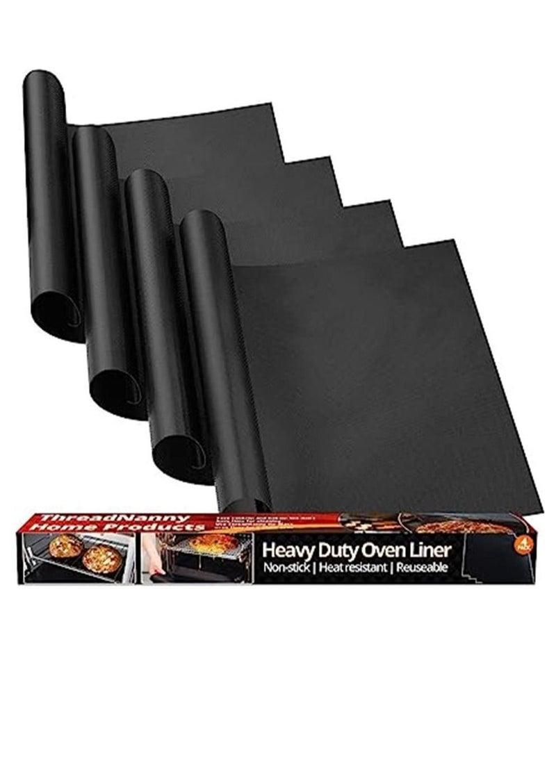 Oven Liners for Bottom of Electric Gas Oven Reusable - 4 Pack Large Heavy Duty Nonstick teflon Oven Mat 17"x 25"- Oven Floor Protector Liner easy to clean-reduce spills stuck foods and clean up - Image 1