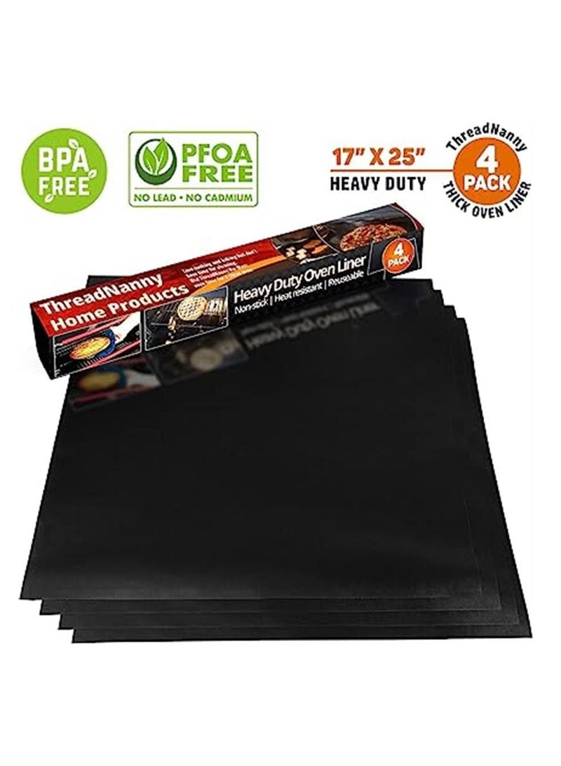 Oven Liners for Bottom of Electric Gas Oven Reusable - 4 Pack Large Heavy Duty Nonstick teflon Oven Mat 17"x 25"- Oven Floor Protector Liner easy to clean-reduce spills stuck foods and clean up - Image 2