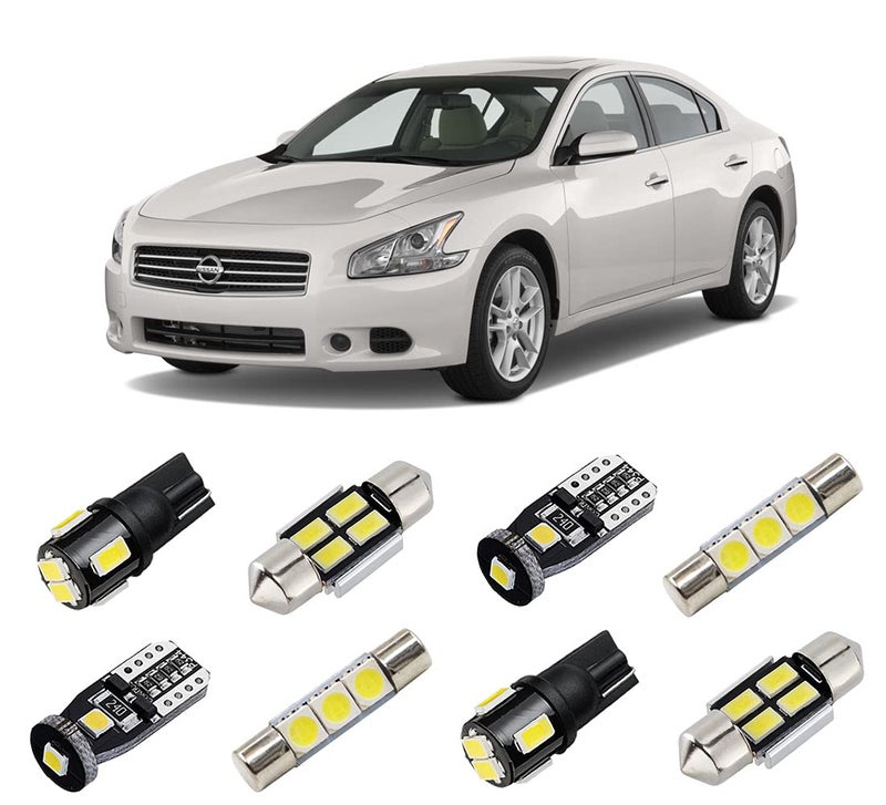 مجموعة أضواء LED الداخلية البيضاء BRISHINE لسيارة نيسان ماكسيما 2009 2010 2011 2012 2013 2014 2015 شديدة السطوع 6000K لمبات أضواء داخلية حزمة أضواء لوحة الترخيص وأداة التركيب