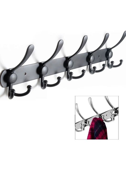 Stainless Steel Wall Hook Coat Rack Wall Mounted Wall Hanger With 5 Hooks Heavy Duty Metal Coat Hook Rail for Coat Hat Towel Purse Robes Mudroom Bathroom Entryway